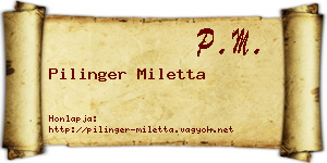 Pilinger Miletta névjegykártya